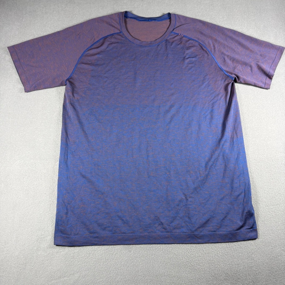 Lululemon Mens Metal Vent Tech 2.0 Short Sleeve Shirt XL Aztec Brick Blue